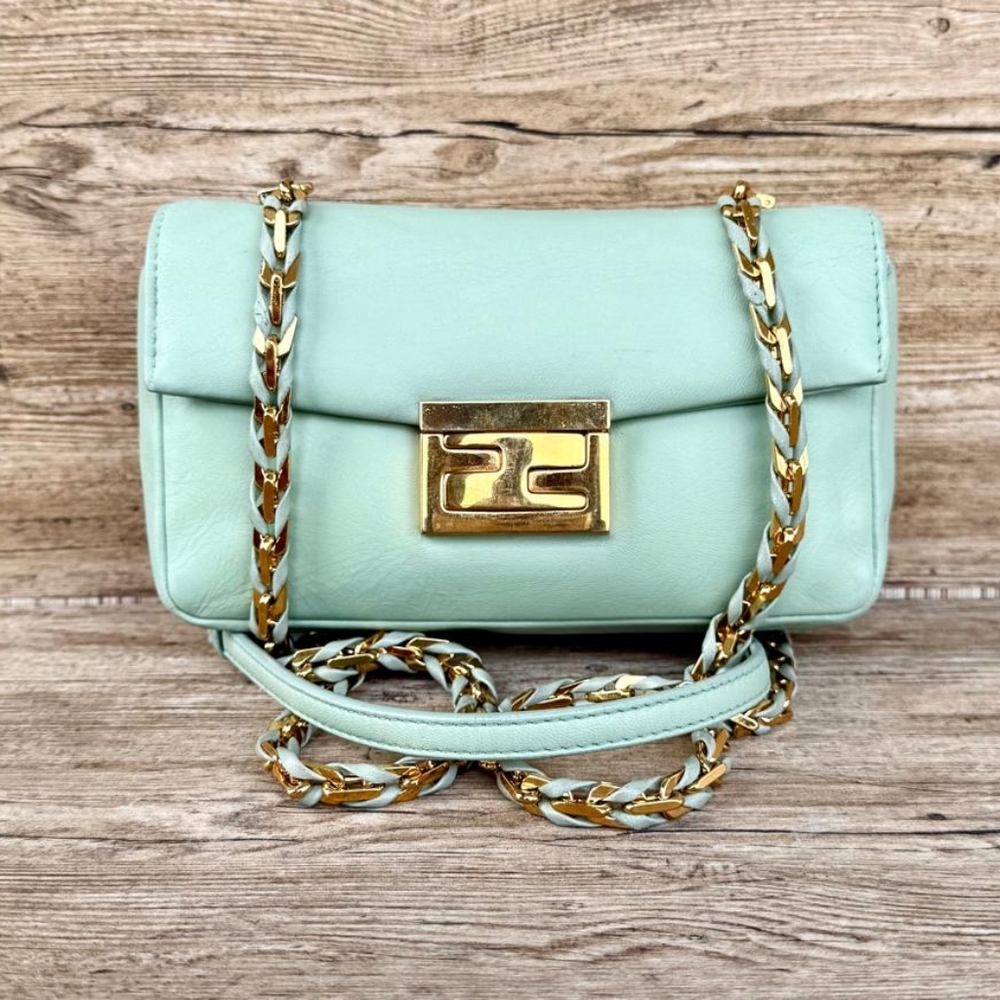 Authentic Fendi mini Be Baguette Flap Bag